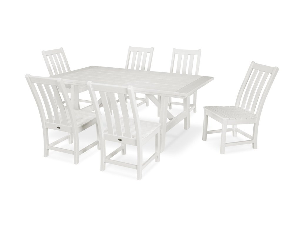 Vineyard 7-Piece Rustic Farmhouse Side Chair Dining Set Photo