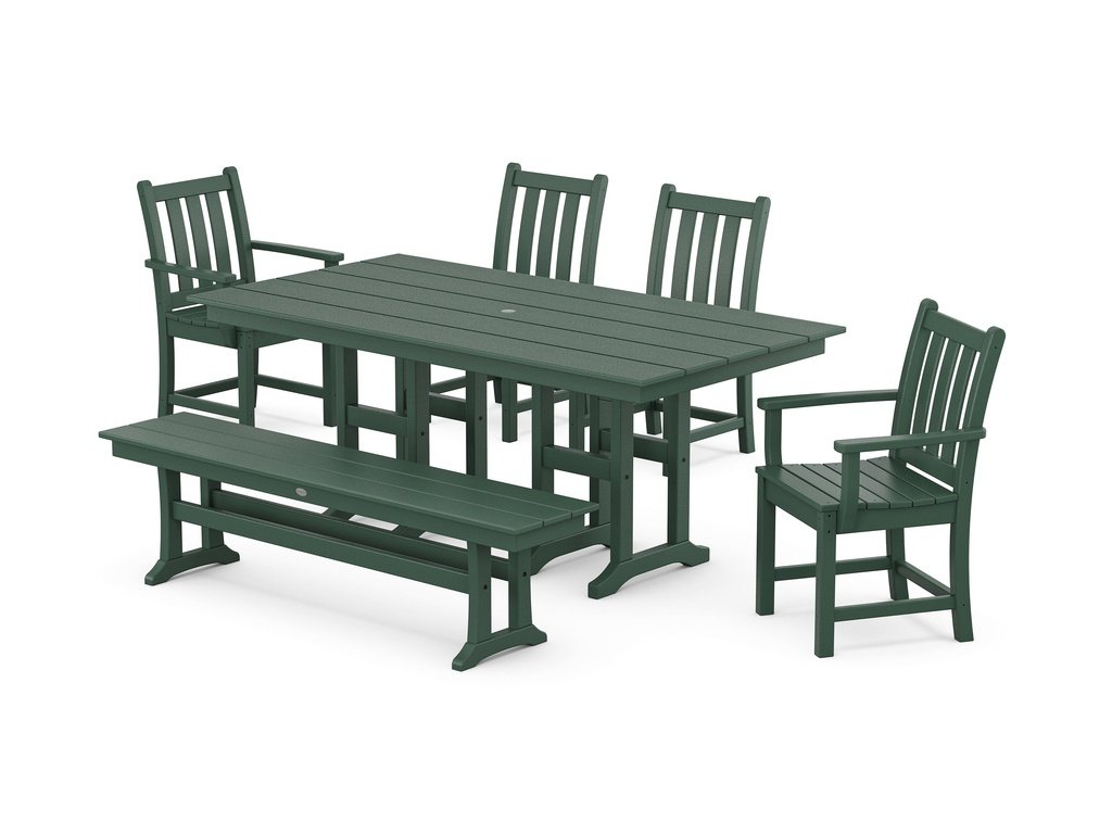 Traditional Garden 6-Piece Farmhouse Dining Set with Bench Photo