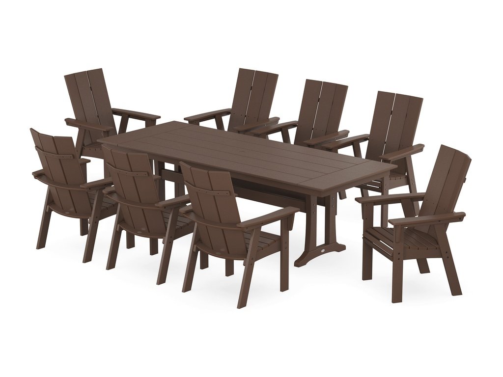 Modern Curveback Adirondack 9-Piece Farmhouse Dining Set with Trestle Legs Photo