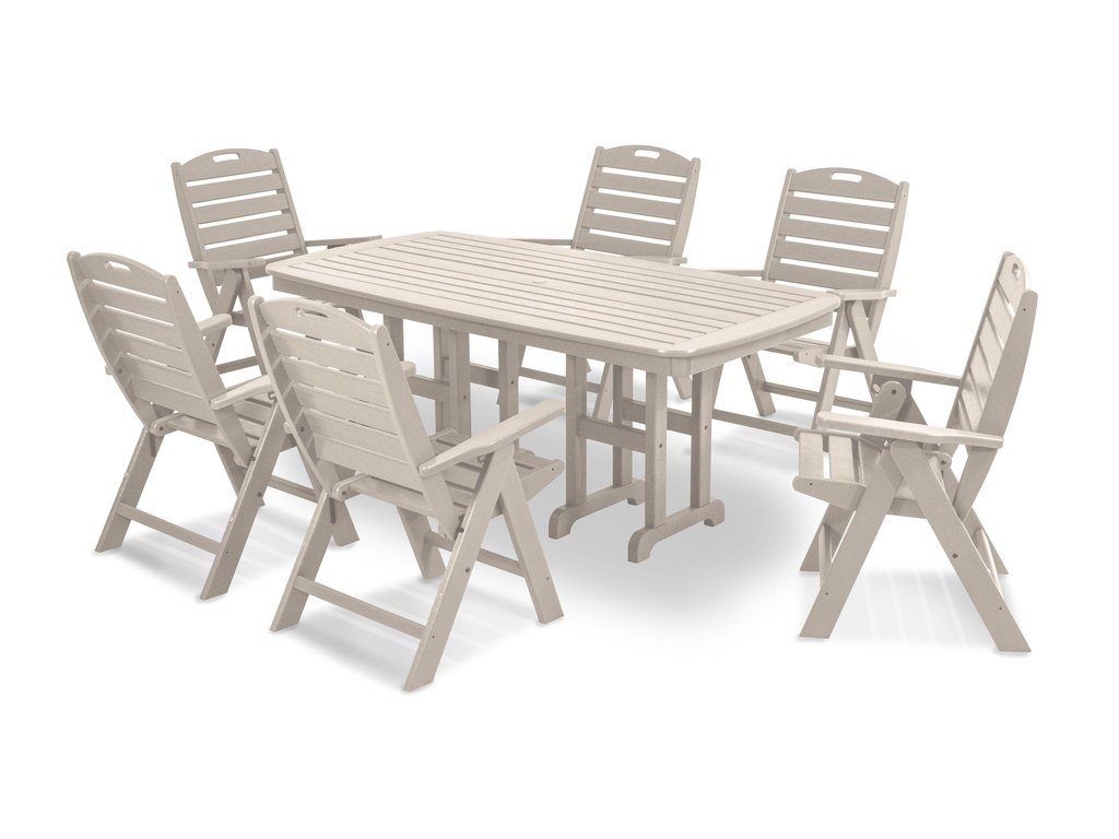 Nautical Folding Highback Chair 7-Piece Dining Set Photo