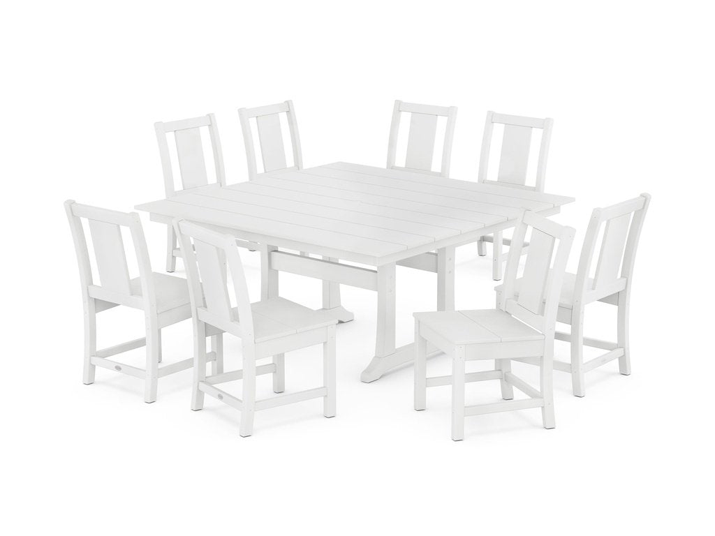 Prairie Side Chair 9-Piece Square Farmhouse Dining Set with Trestle Legs Photo