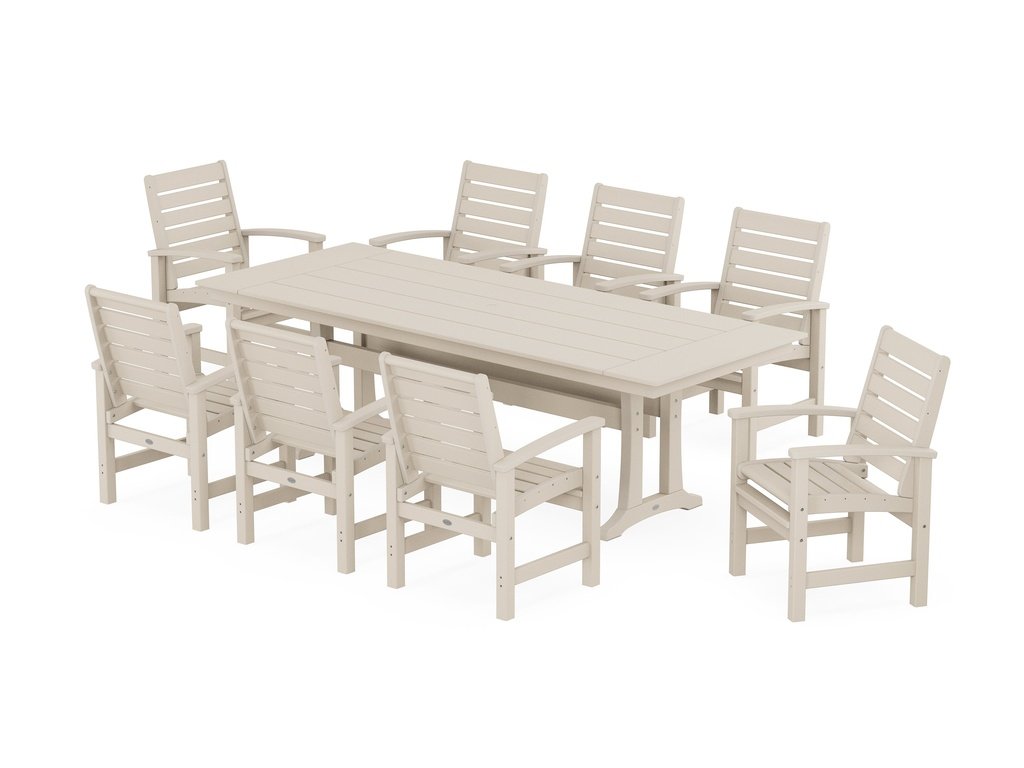 Signature 9-Piece Farmhouse Dining Set with Trestle Legs Photo