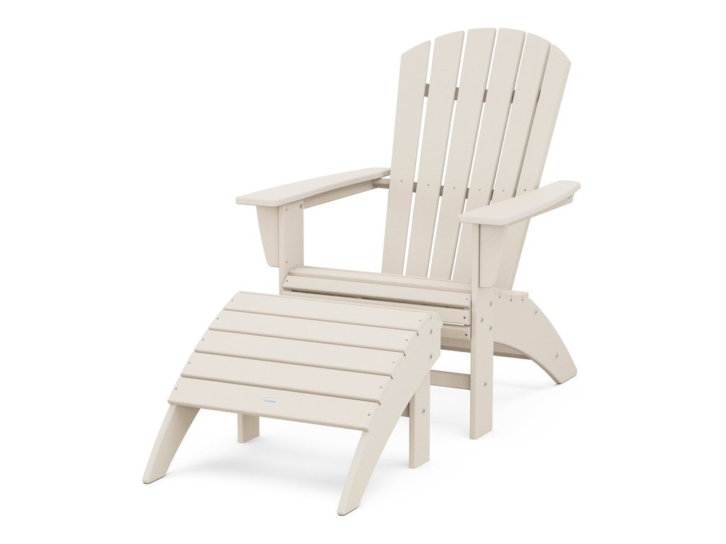 Nautical Curveback Adirondack Chair 2-Piece Set with Ottoman Photo