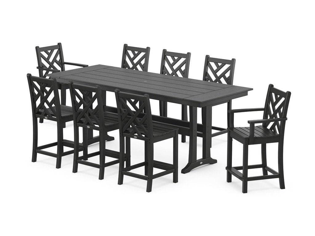 Chippendale 9-Piece Farmhouse Counter Set with Trestle Legs Photo