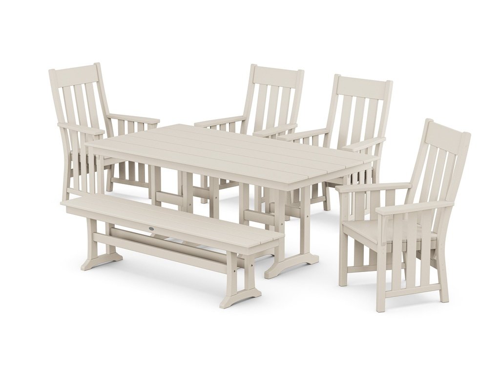 Acadia 6-Piece Farmhouse Dining Set with Bench Photo