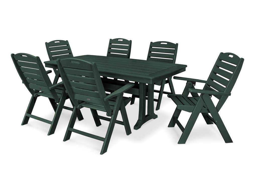 Nautical Folding Highback Chair 7-Piece Dining Set with Trestle Legs Photo