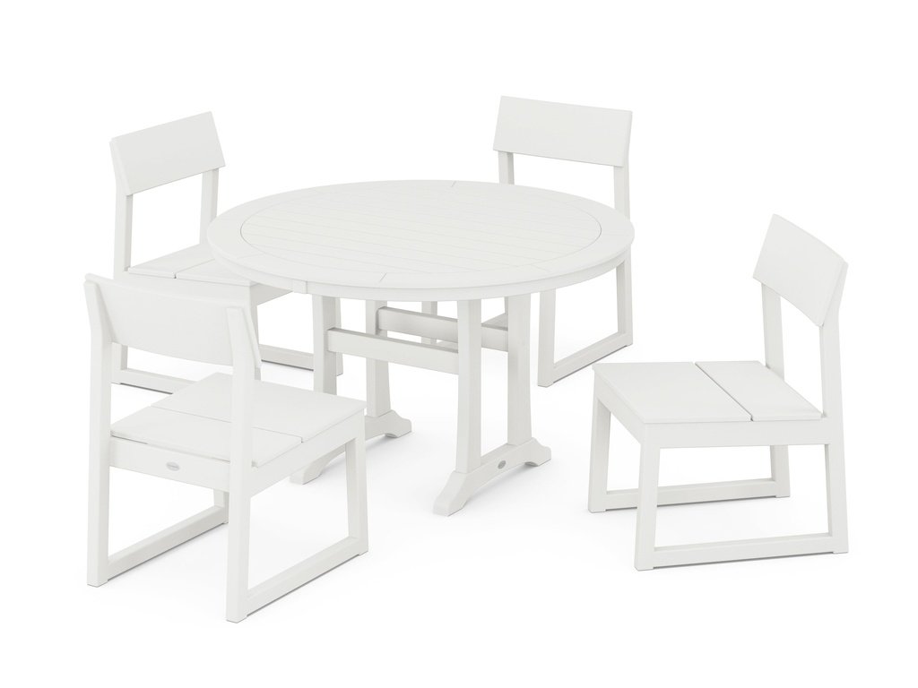 EDGE Side Chair 5-Piece Round Dining Set With Trestle Legs Photo