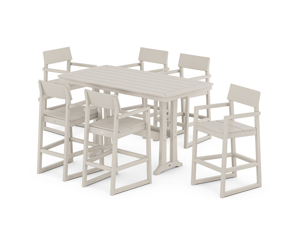 EDGE Arm Chair 7-Piece Bar Set with Trestle Legs Photo