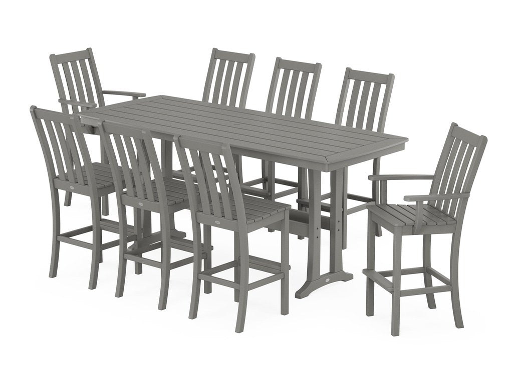 Vineyard 9-Piece Bar Set with Trestle Legs Photo