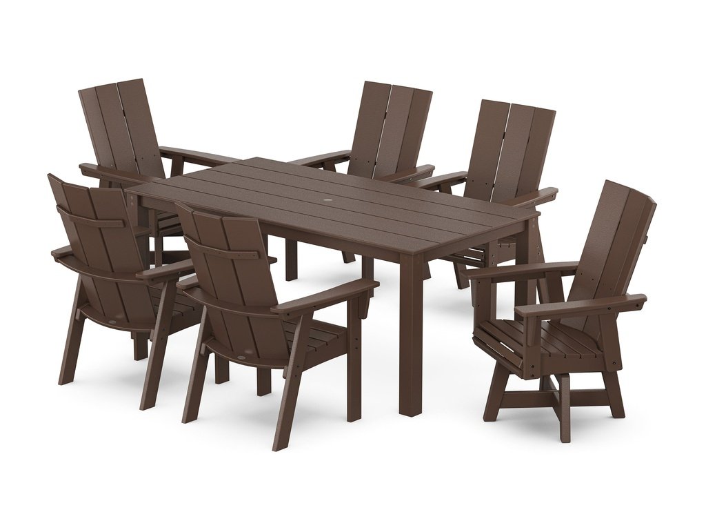 Modern Curveback Adirondack 7-Piece Parsons Swivel Dining Set Photo