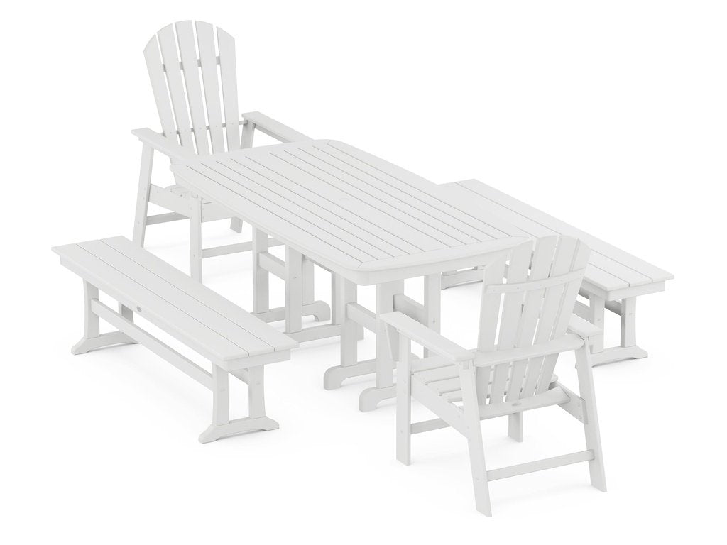 South Beach 5-Piece Dining Set with Benches Photo