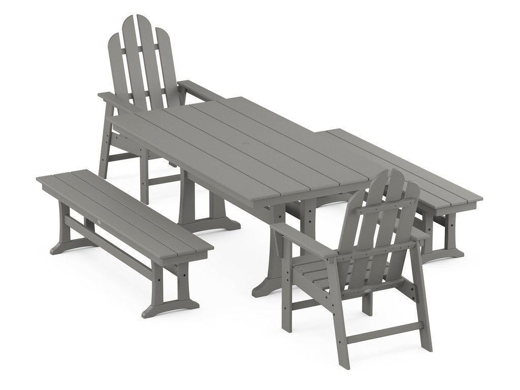 Long Island 5-Piece Farmhouse Dining Set With Trestle Legs Photo