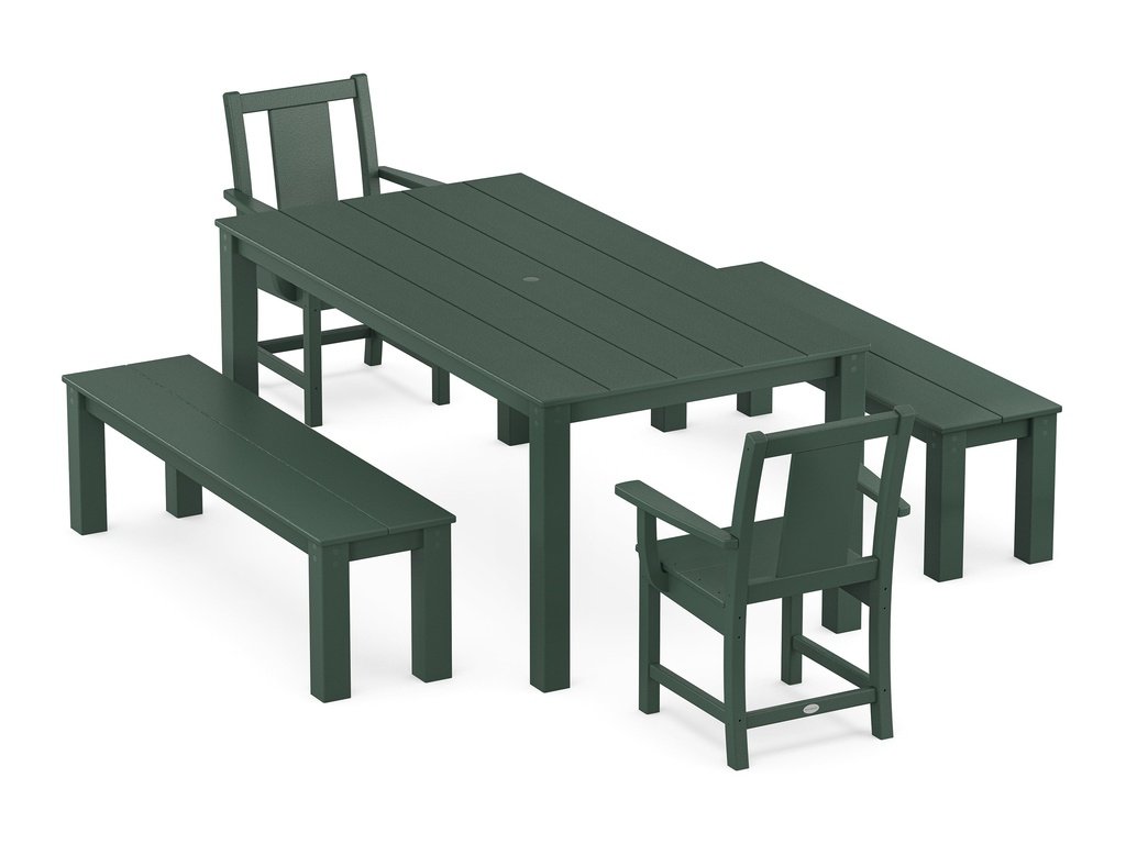 Prairie 5-Piece Parsons Dining Set with Benches Photo