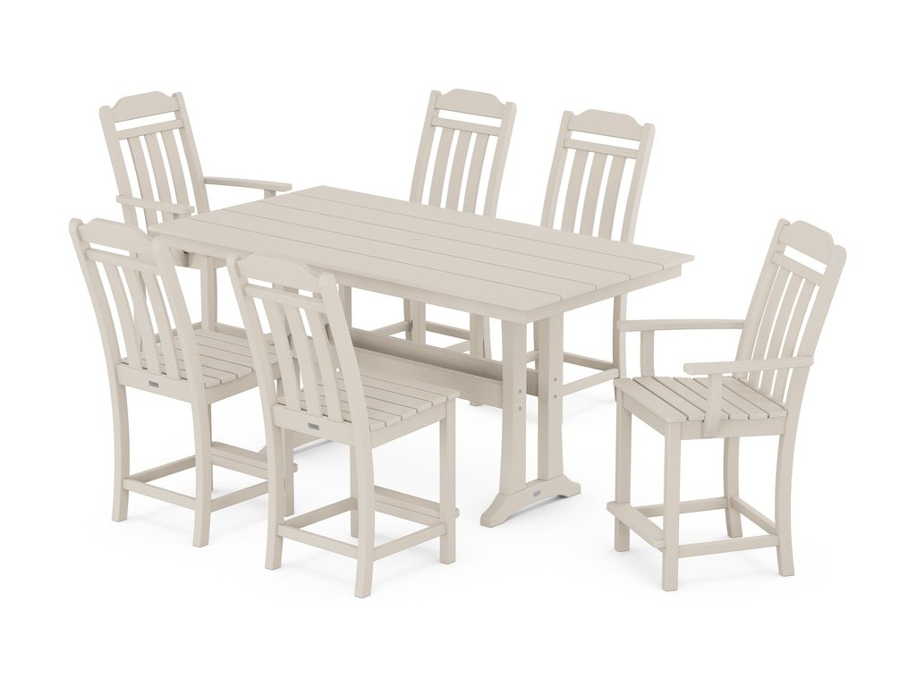 Country Living 7-Piece Farmhouse Counter Set with Trestle Legs Photo