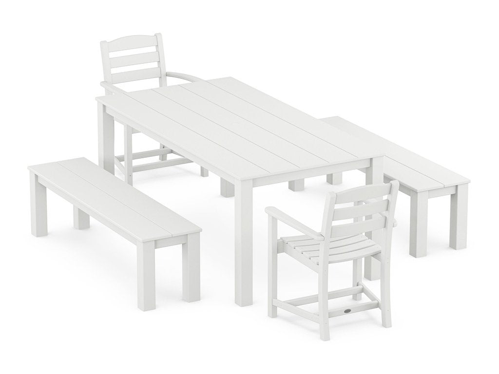 La Casa Cafe' 5-Piece Parsons Dining Set with Benches Photo