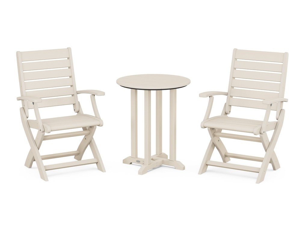 Signature Folding Chair 3-Piece Round Farmhouse Dining Set Photo