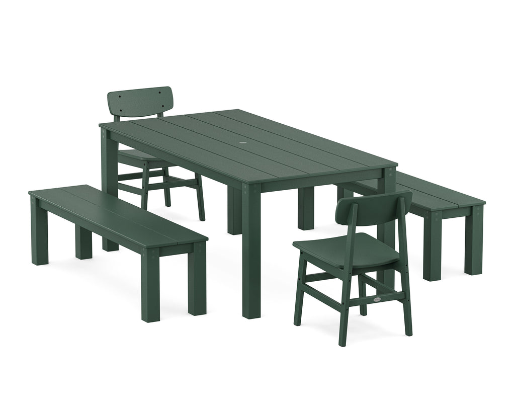 Modern Studio Urban Chair 5-Piece Parsons Dining Set with Benches Photo