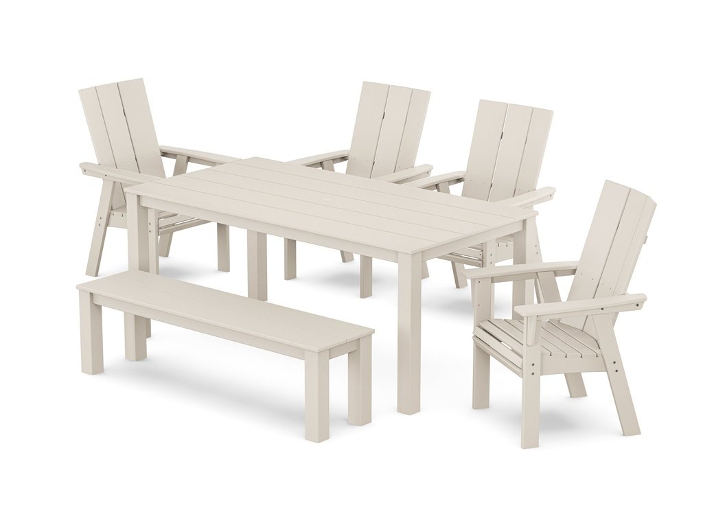 Modern Curveback Adirondack 6-Piece Parsons Dining Set with Bench Photo