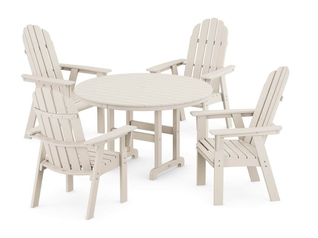 Vineyard Curveback Adirondack 5-Piece Round Farmhouse Dining Set Photo