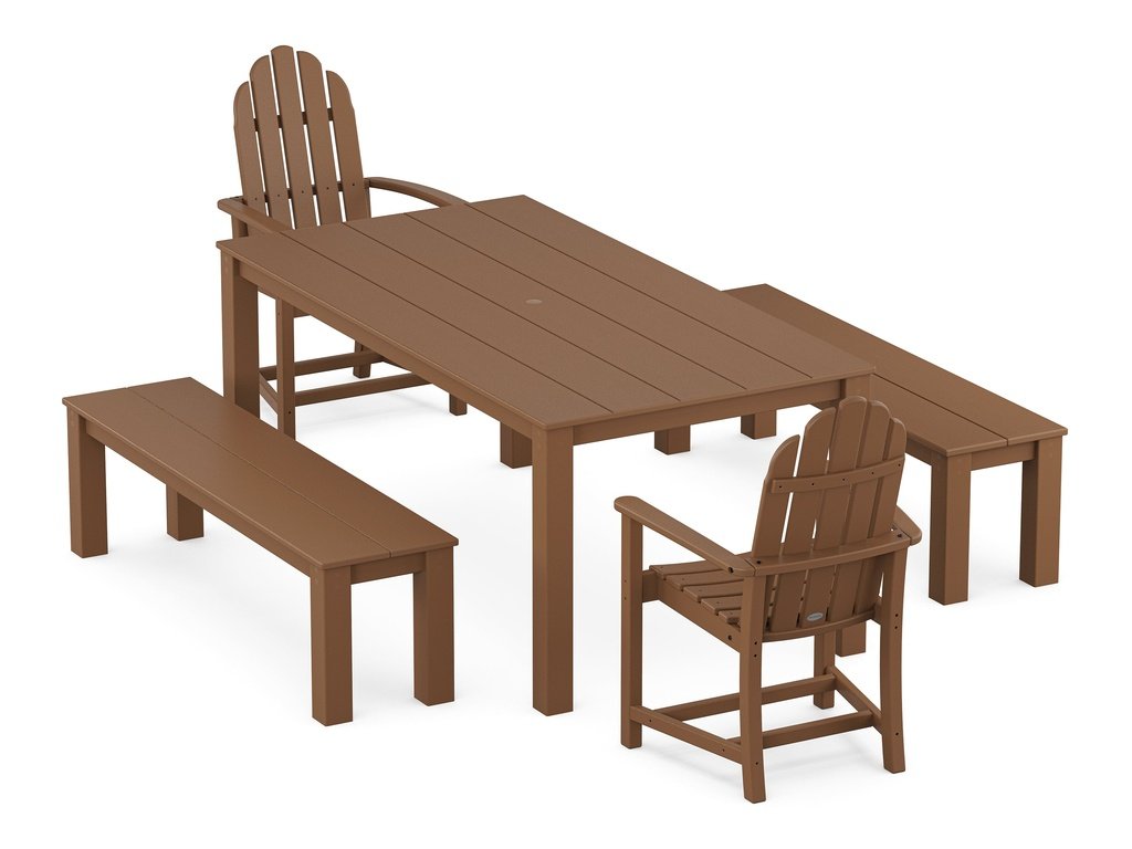 Classic Adirondack 5-Piece Parsons Dining Set with Benches Photo