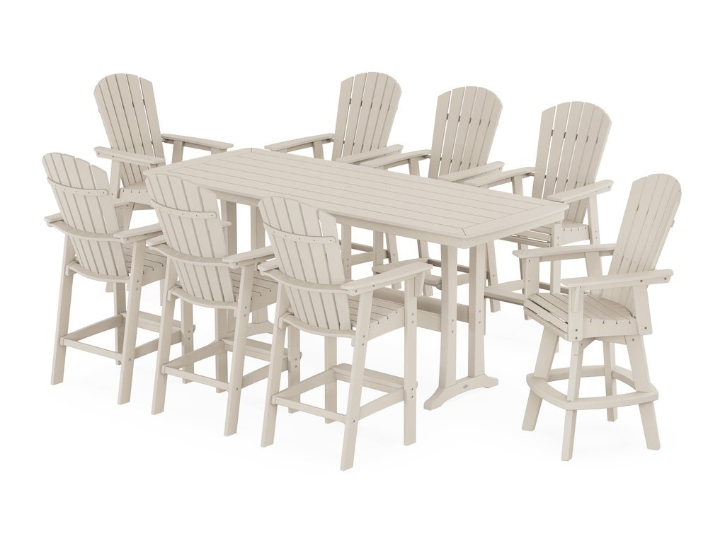 Nautical Curveback Adirondack Swivel 9-Piece Bar Set with Trestle Legs Photo