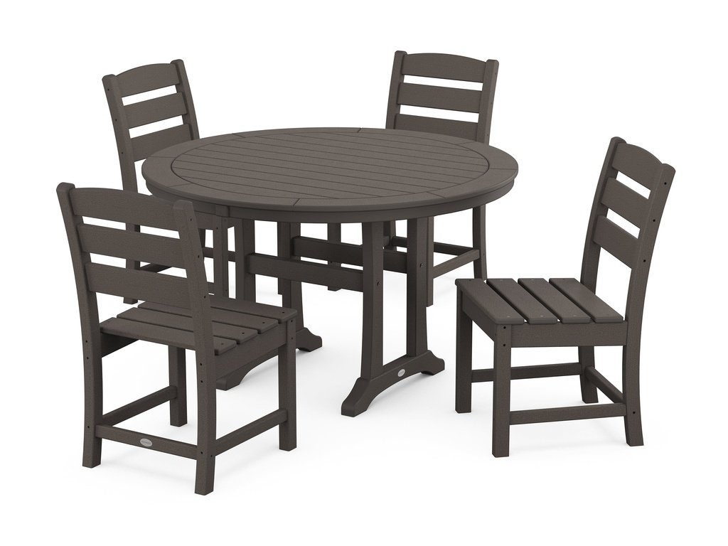 Lakeside Side Chair 5-Piece Round Dining Set With Trestle Legs Photo