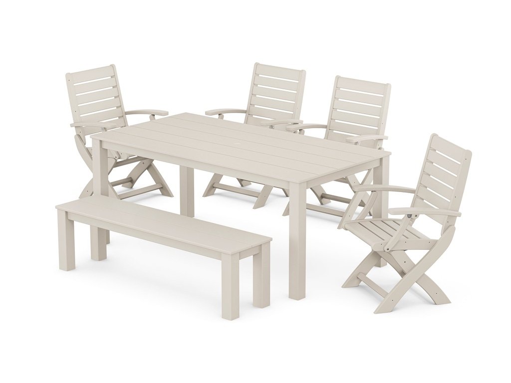 Signature Folding Chair 6-Piece Parsons Dining Set with Bench Photo