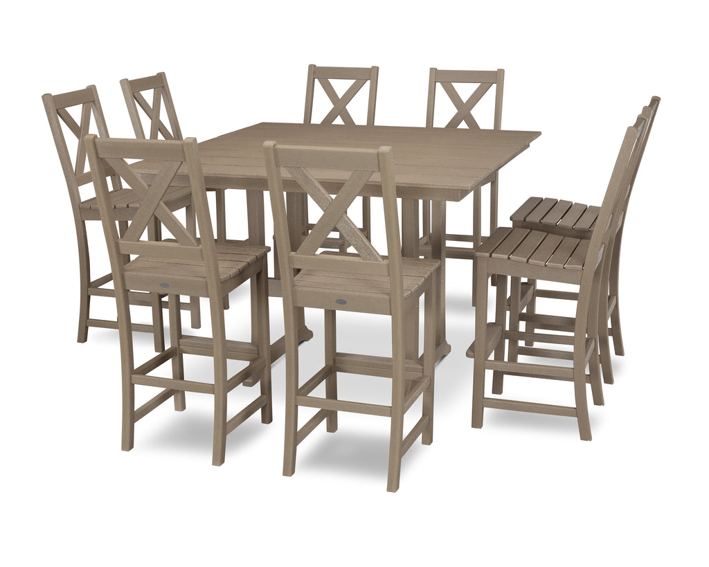 Braxton 9-Piece Farmhouse Trestle Bar Set Photo