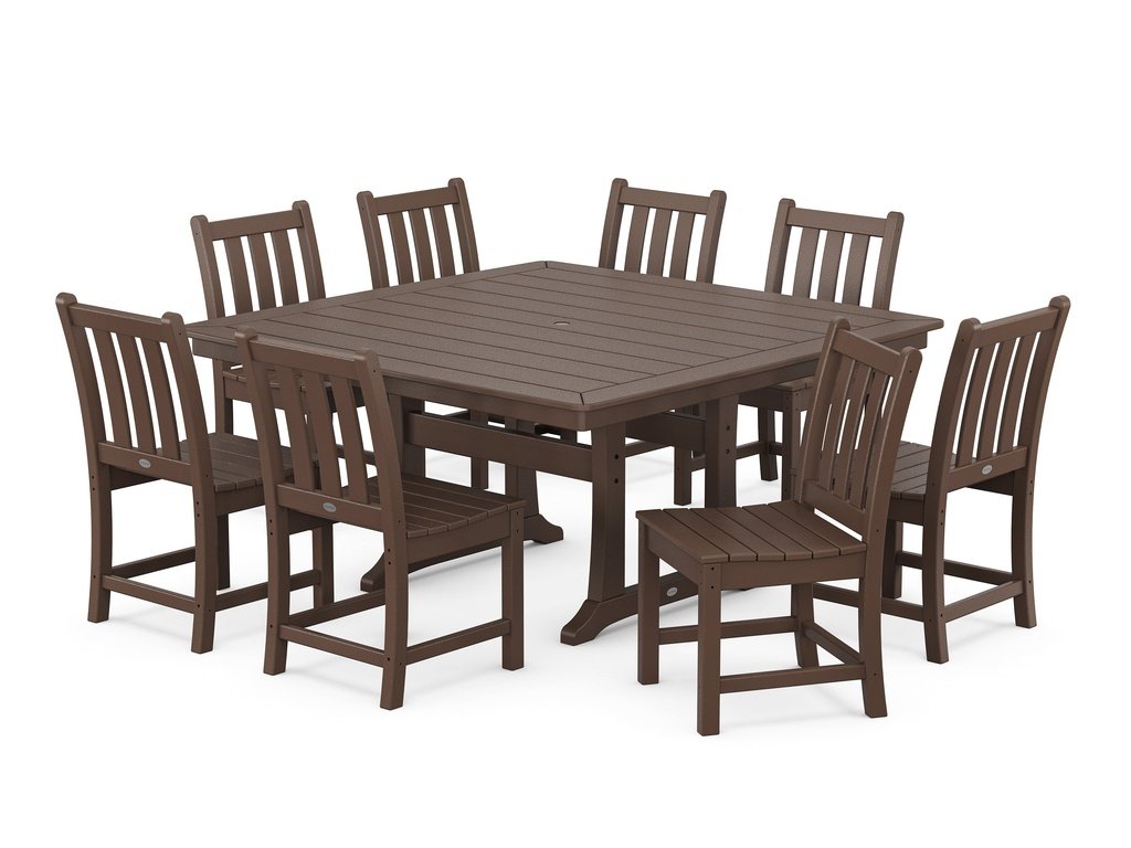 Traditional Garden 9-Piece Nautical Trestle Dining Set Photo