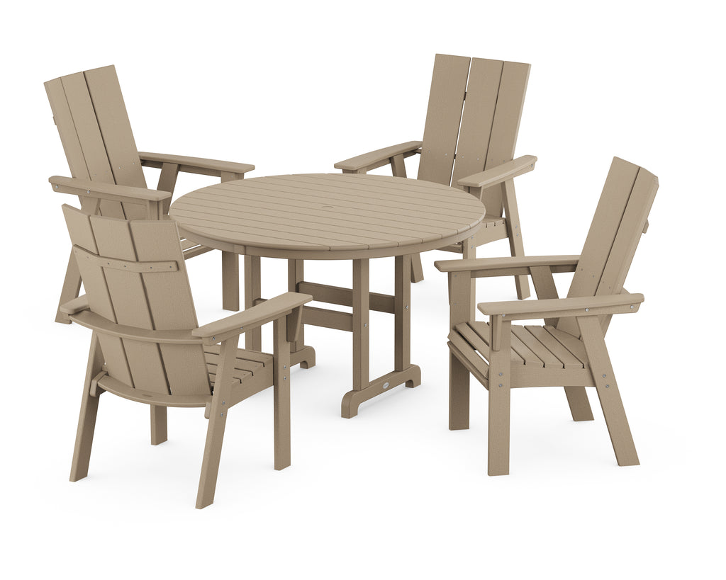 Modern Curveback Adirondack 5-Piece Round Farmhouse Dining Set Photo