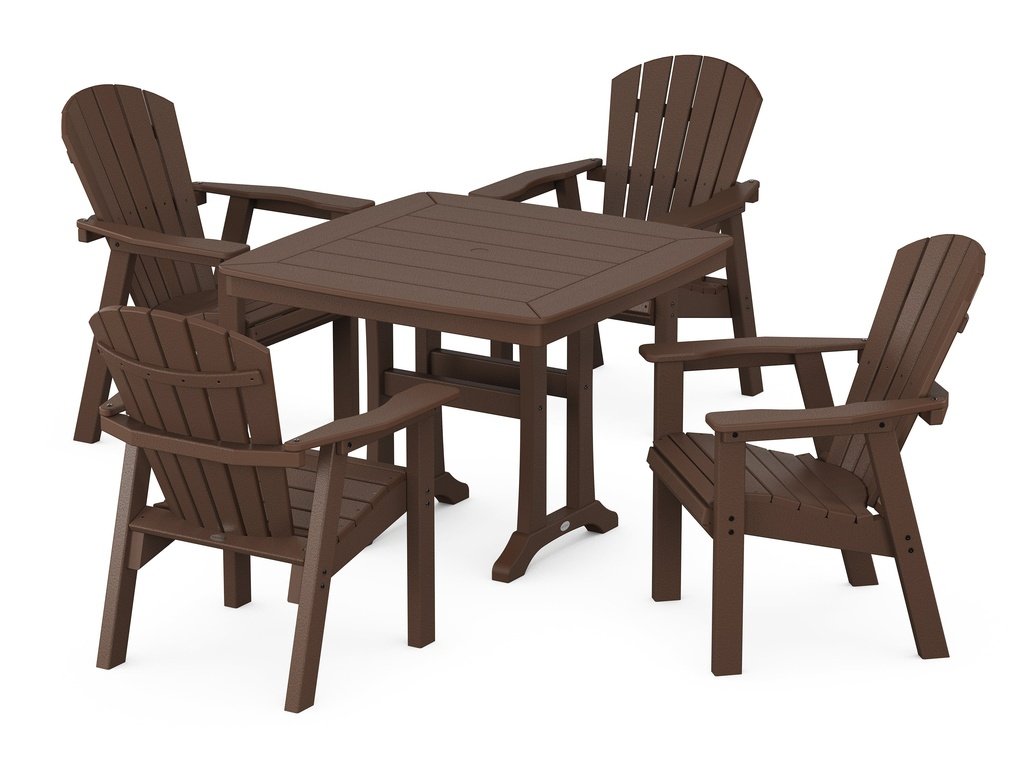 Seashell 5-Piece Dining Set with Trestle Legs Photo