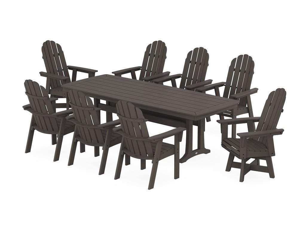 Vineyard Curveback Adirondack Swivel 9-Piece Dining Set with Trestle Legs Photo