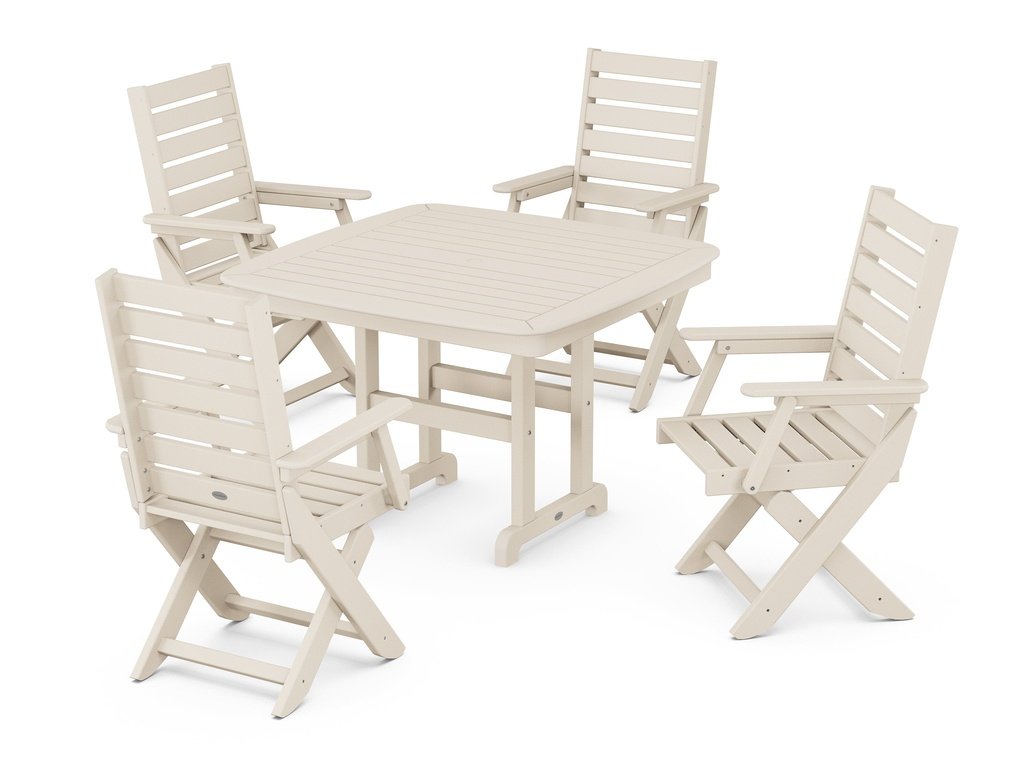 Captain Folding Chair 5-Piece Dining Set with Trestle Legs Photo