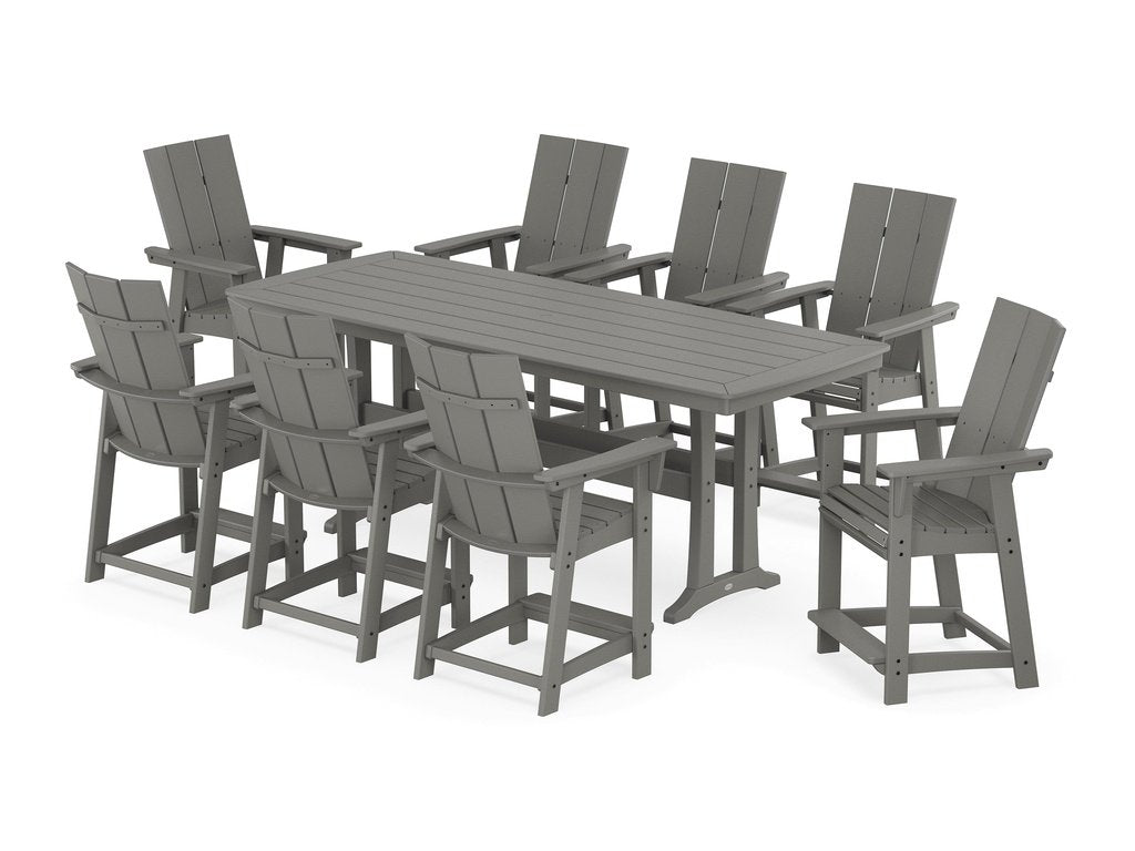 Modern Curveback Adirondack 9-Piece Counter Set with Trestle Legs Photo