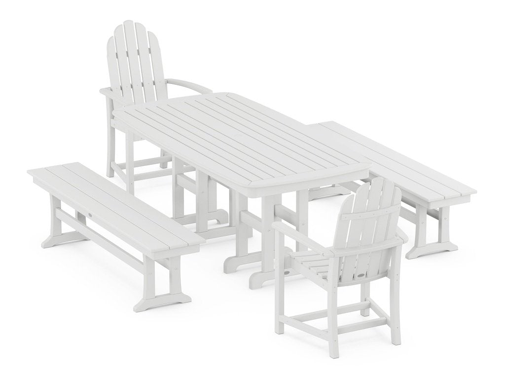 Classic Adirondack 5-Piece Dining Set with Benches Photo