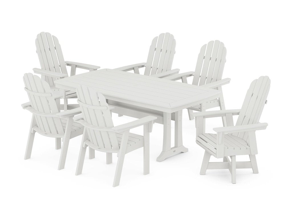 Vineyard Curveback Adirondack Swivel Chair 7-Piece Dining Set with Trestle Legs Photo