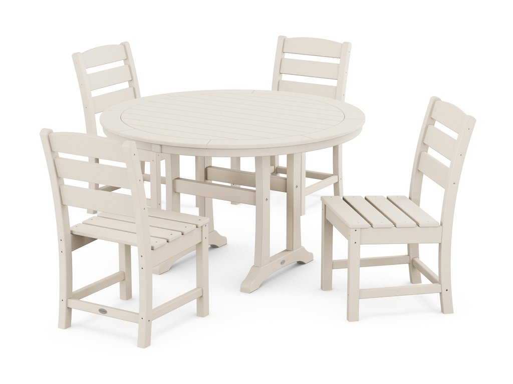 Lakeside Side Chair 5-Piece Round Dining Set With Trestle Legs Photo