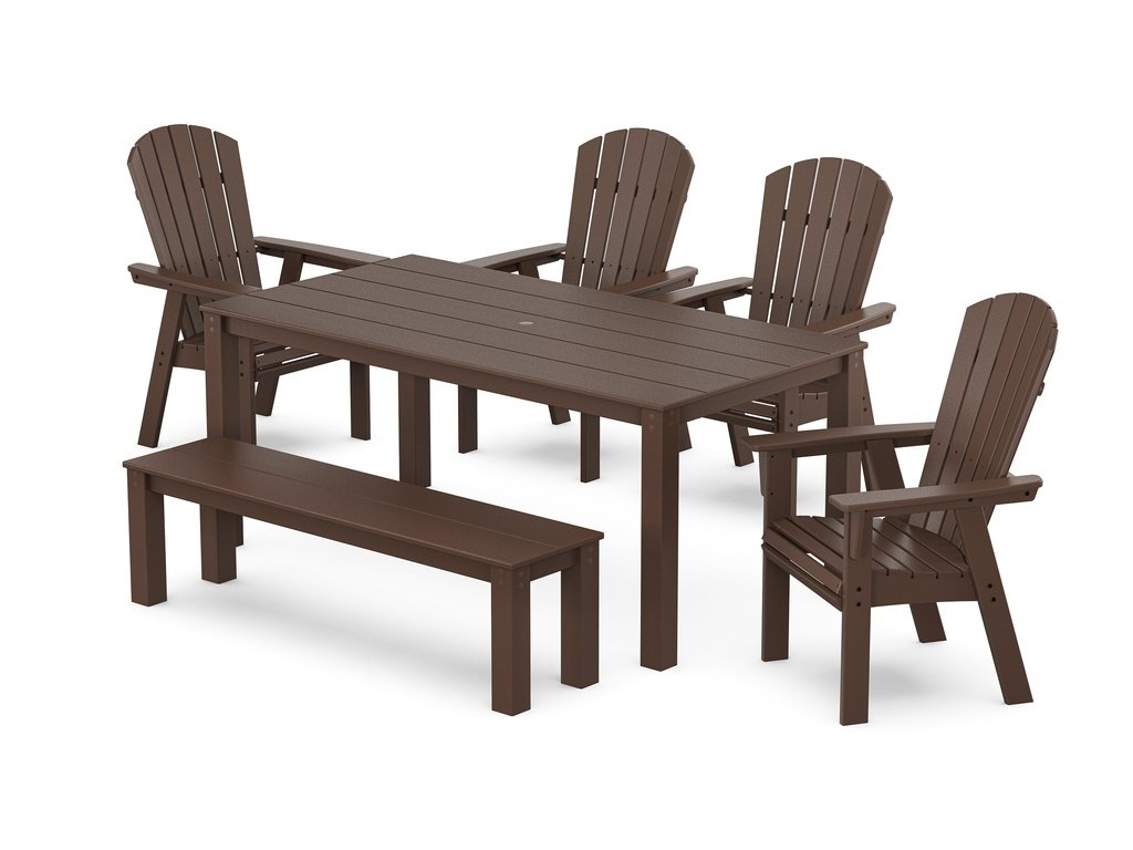 Nautical Curveback Adirondack 6-Piece Parsons Dining Set with Bench Photo