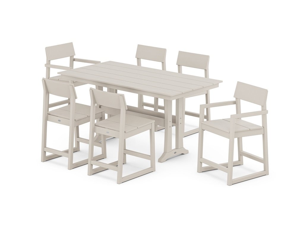 EDGE 7-Piece Farmhouse Counter Set with Trestle Legs Photo