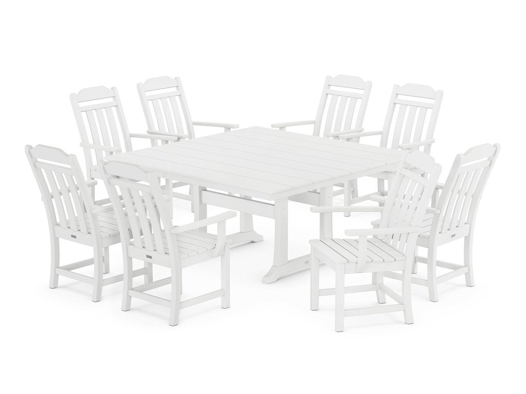 Country Living 9-Piece Square Farmhouse Dining Set with Trestle Legs Photo