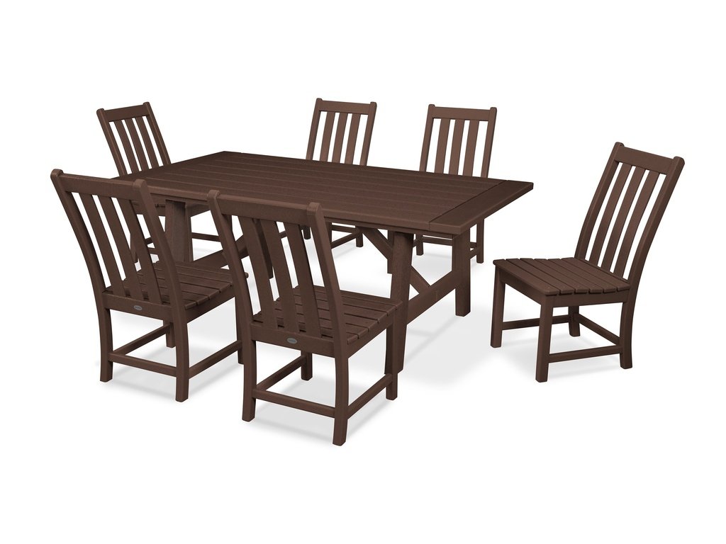 Vineyard 7-Piece Rustic Farmhouse Side Chair Dining Set Photo