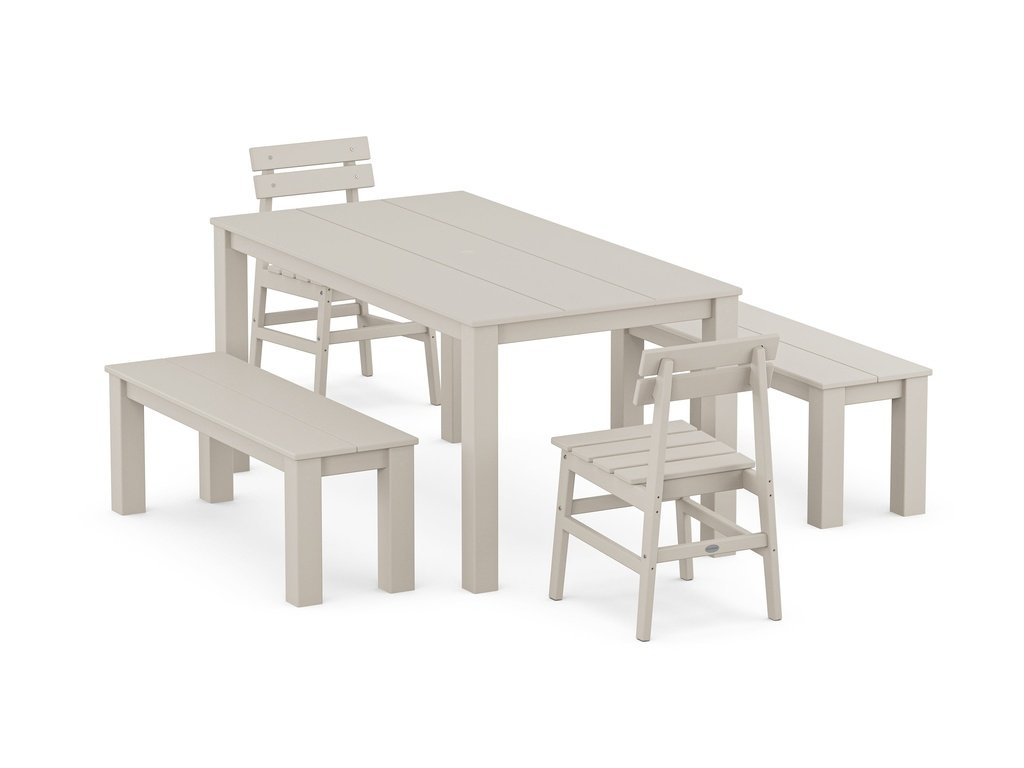 Modern Studio Plaza Chair 5-Piece Parsons Dining Set with Benches Photo