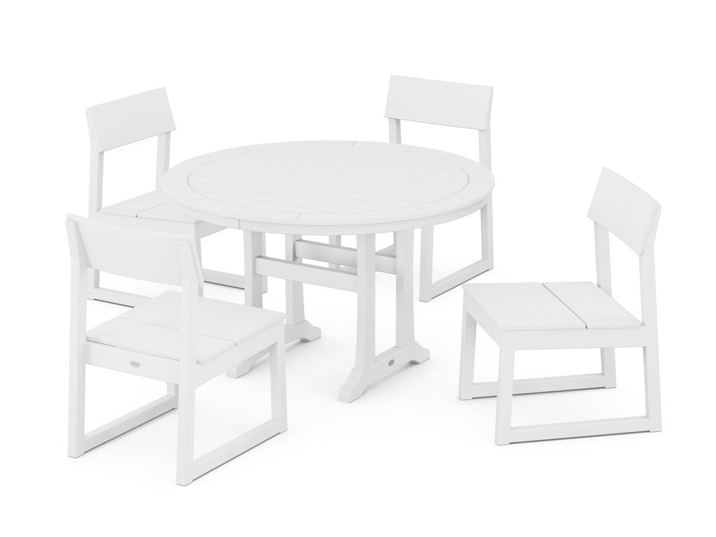 EDGE Side Chair 5-Piece Round Dining Set With Trestle Legs Photo