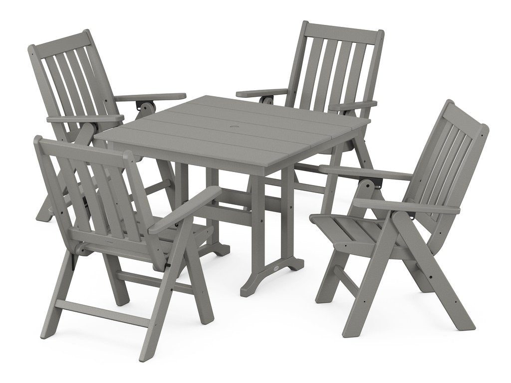 Vineyard Folding Chair 5-Piece Farmhouse Dining Set Photo