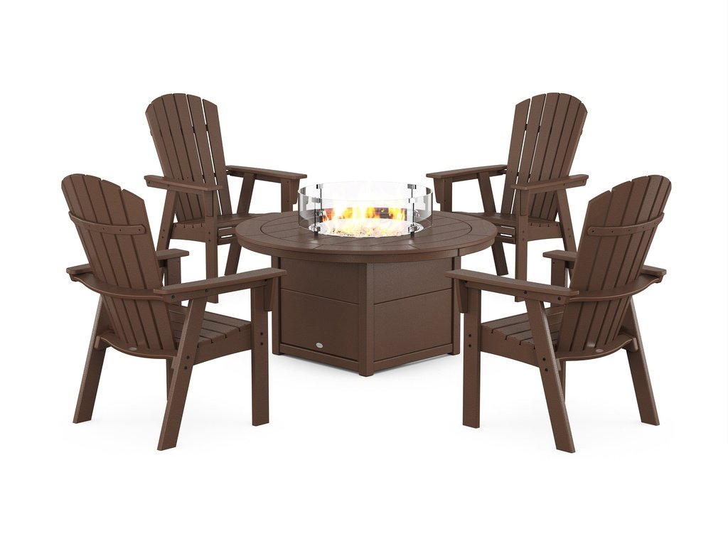 Nautical 4-Piece Curveback Upright Adirondack Conversation Set with Fire Pit Table Photo