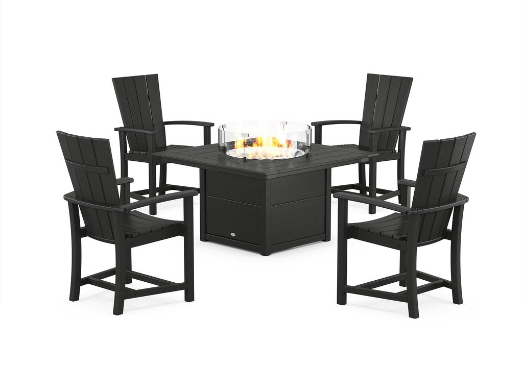 Quattro 4-Piece Upright Adirondack Conversation Set with Fire Pit Table Photo