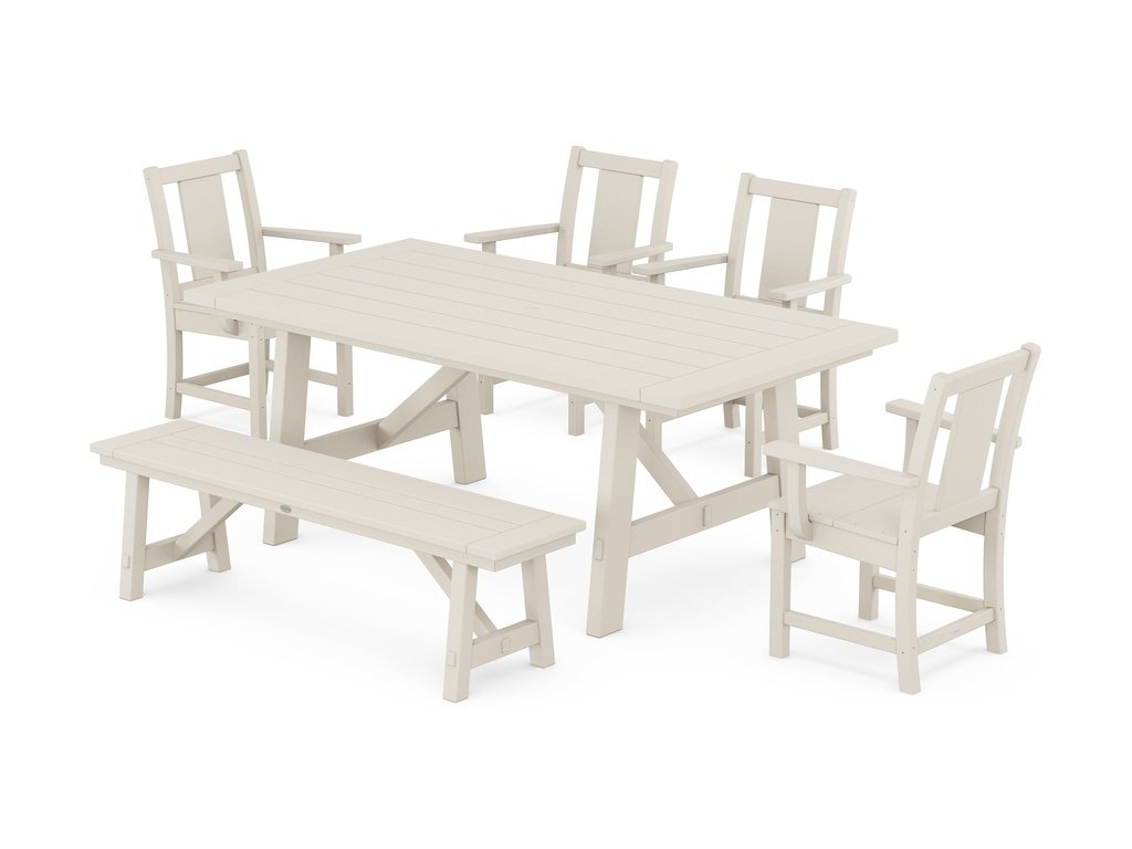 Prairie 6-Piece Rustic Farmhouse Dining Set with Bench Photo