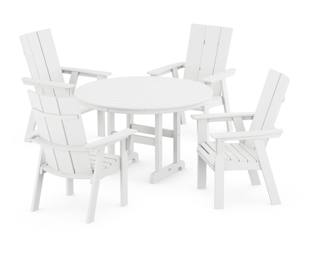 Modern Curveback Adirondack 5-Piece Round Farmhouse Dining Set Photo