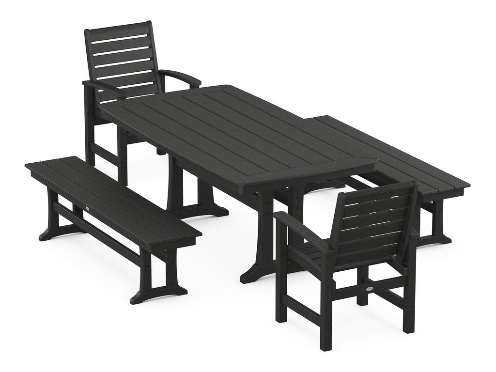 Signature 5-Piece Dining Set with Trestle Legs Photo