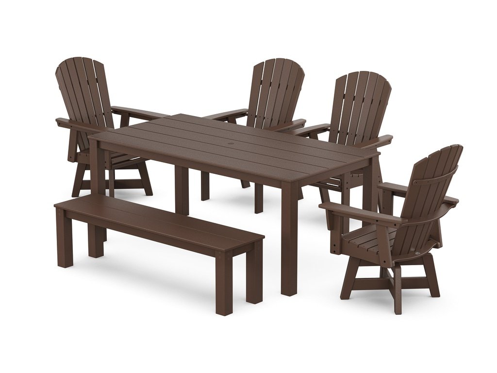 Nautical Curveback Adirondack Swivel 6-Piece Parsons Dining Set with Bench Photo